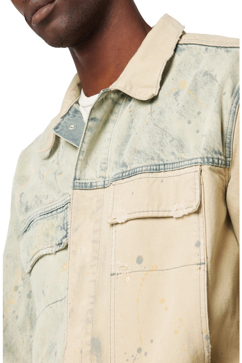 Boxy Denim Trucker Jacket, Alternate, color, TAN ACID