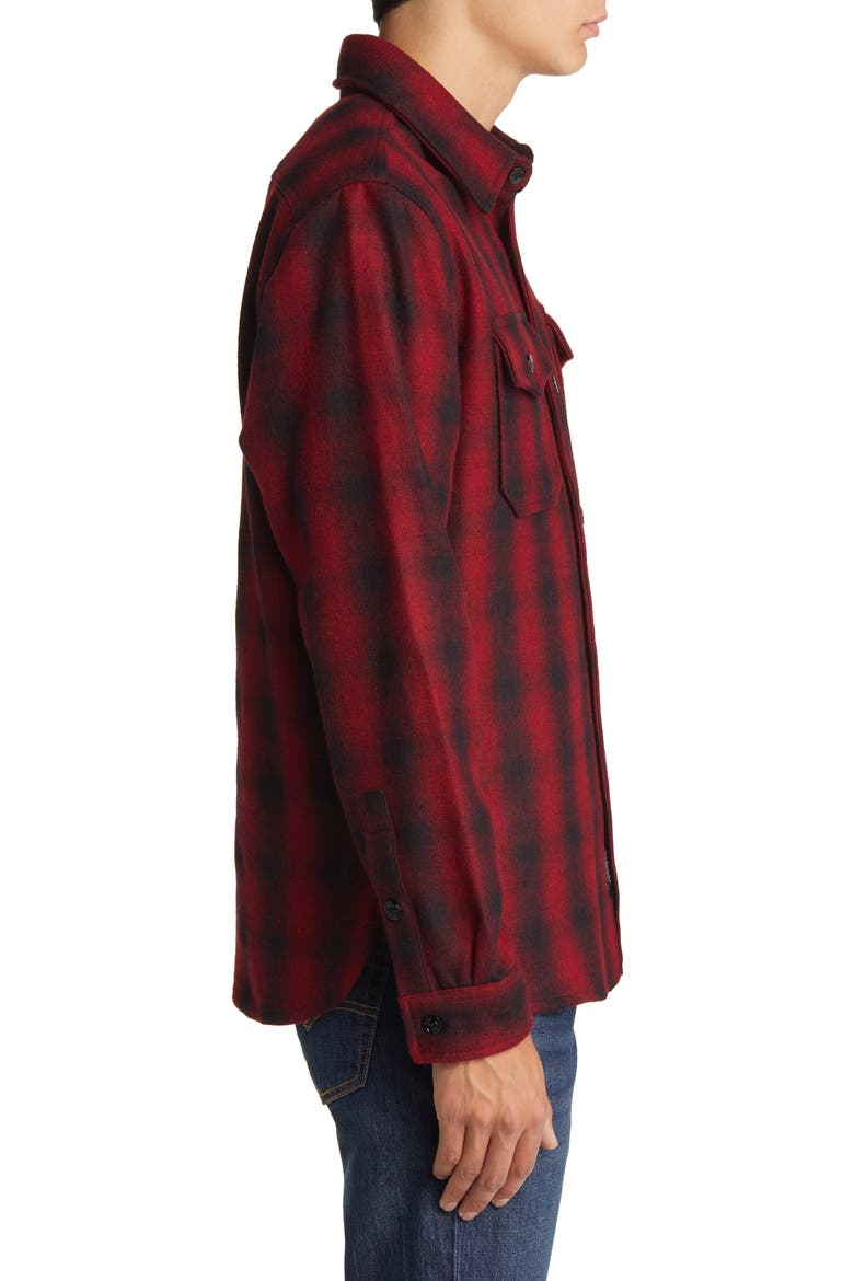 Plaid Wool Blend Button-Up Shirt Jacket, Alternate, color, RED