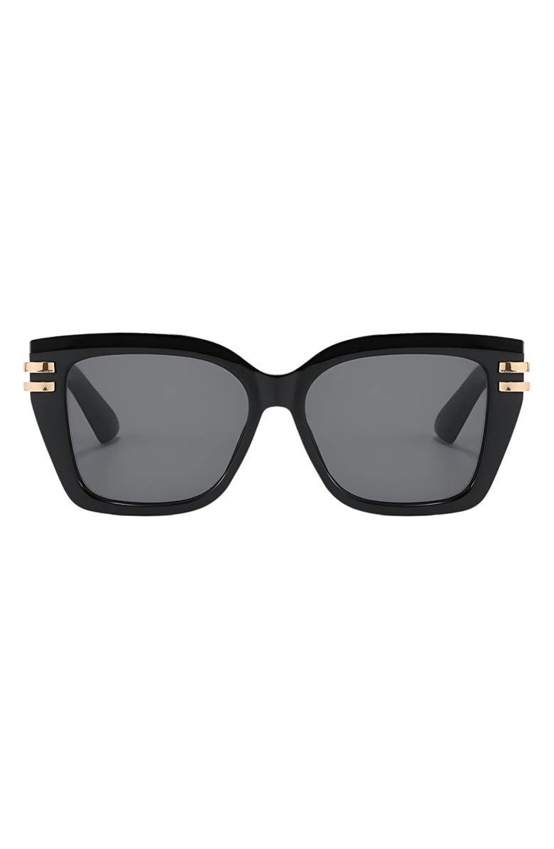 Fifth & Ninth Paige 48mm Polarized Small Geometric Sunglasses, Main, color, Black / Black