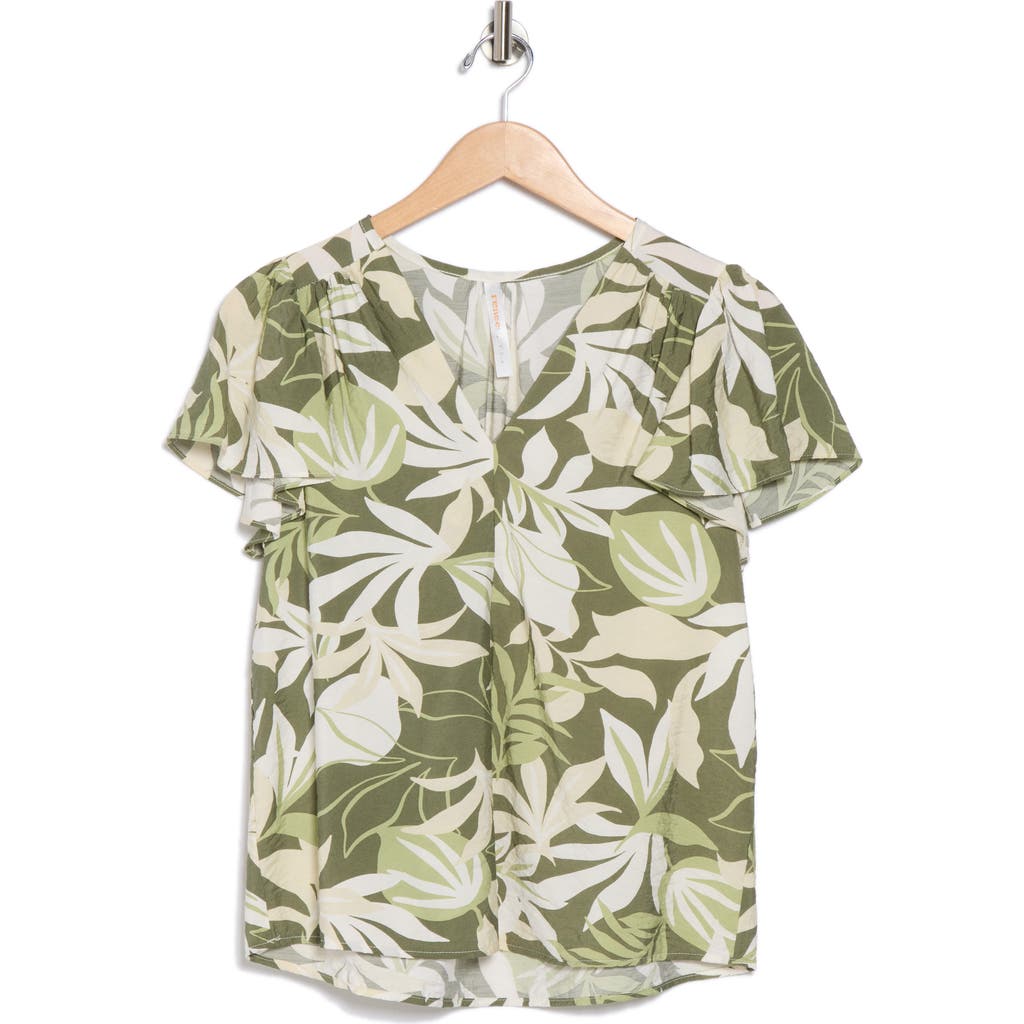 Renee C V-neck Flutter Sleeve Top