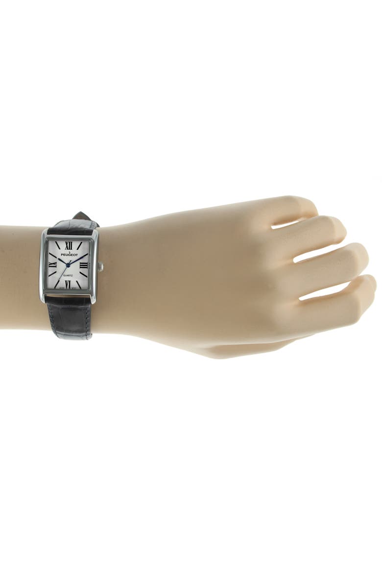 Roma Tank Leather Strap Watch- 26x32MM, Alternate, color, Black