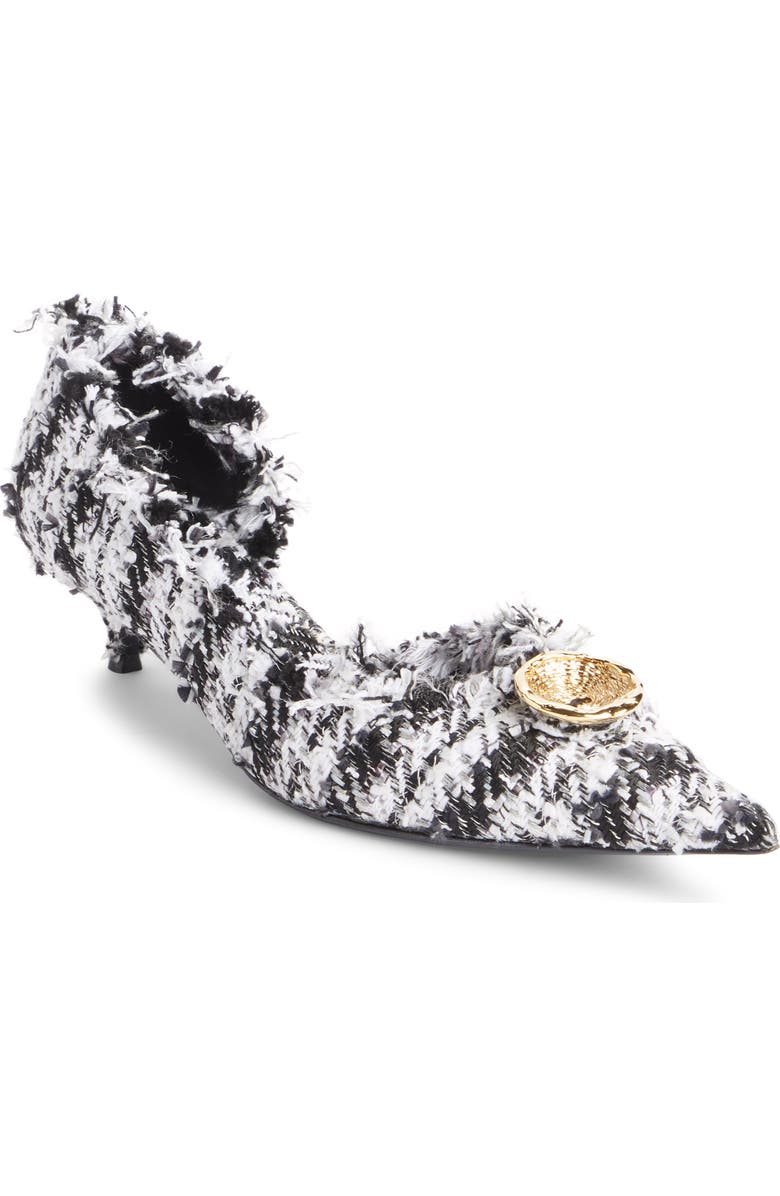 Balenciaga Tweed Pointy Toe Half d'Orsay Pump, Main, color,