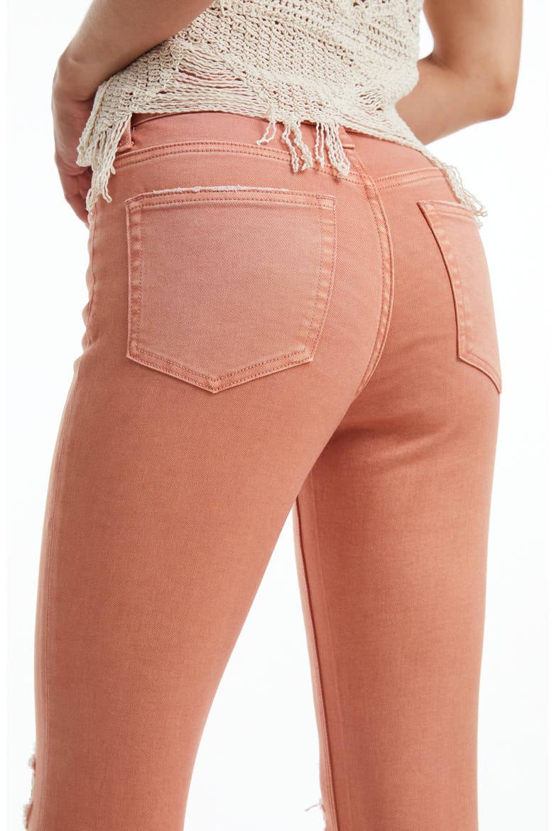 Frayed High Waist Crop Flare Jeans, Alternate, color, SALMON