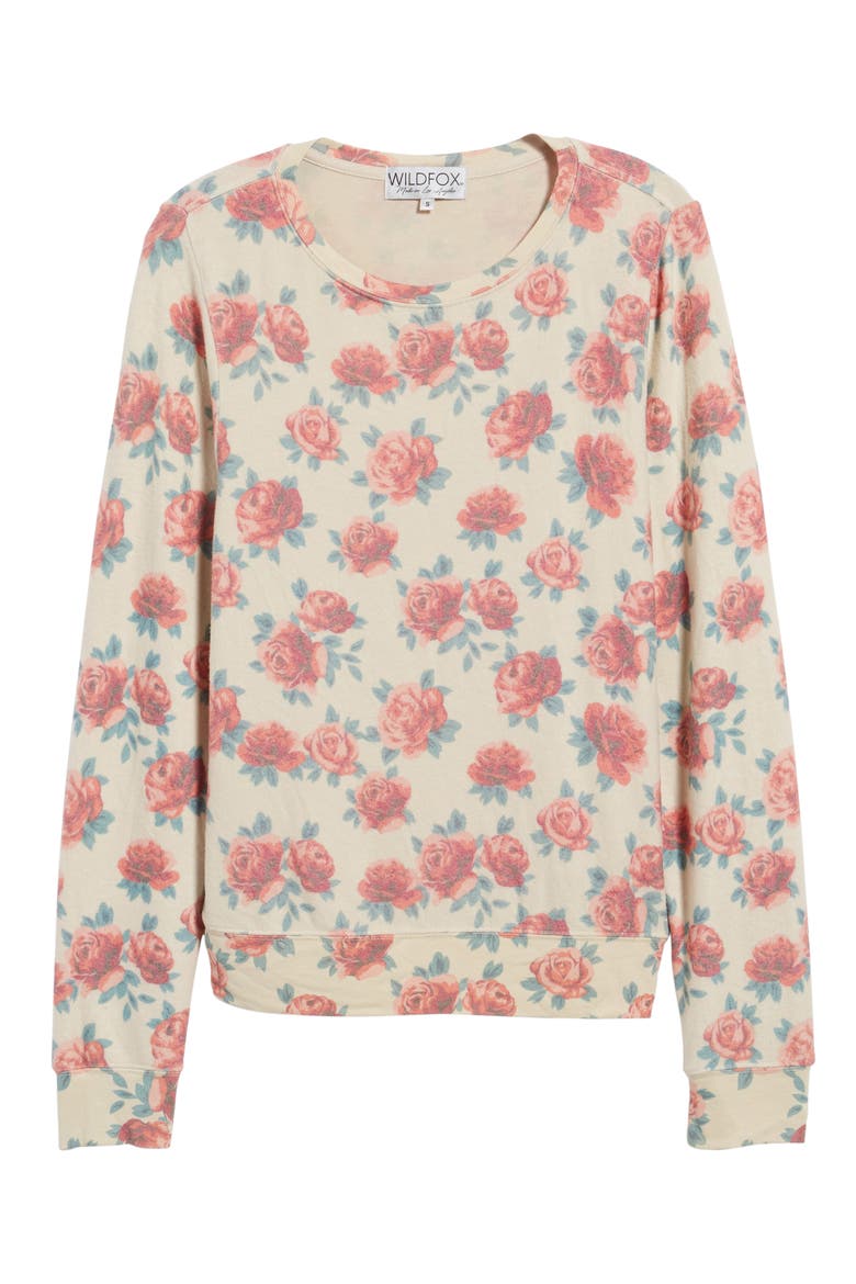 Rose Print Baggy Beach Jumper Pullover, Alternate, color, MULTI/ PALE MOON