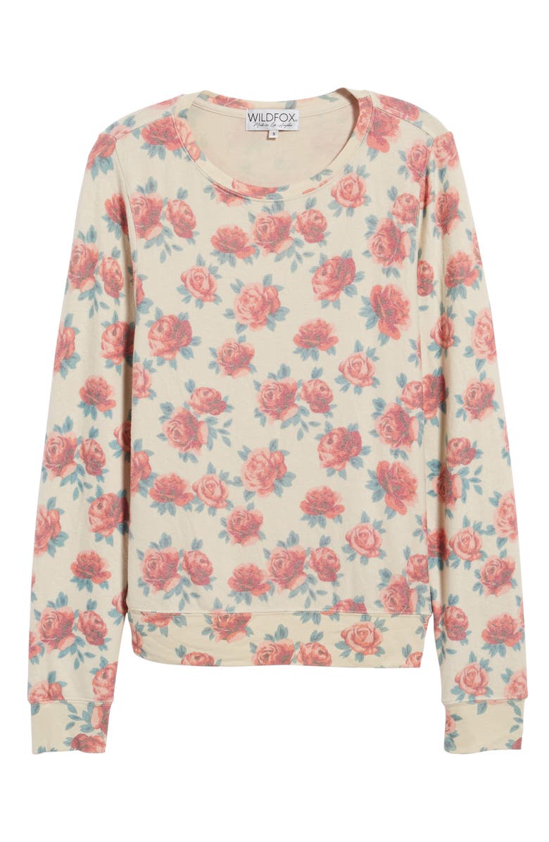 Wildfox Rose Print Baggy Beach Jumper Pullover, Alternate, color, 