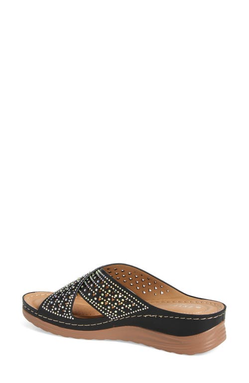 Extreme By Eddie Marc Rhinestone Crisscross Wedge Sandal