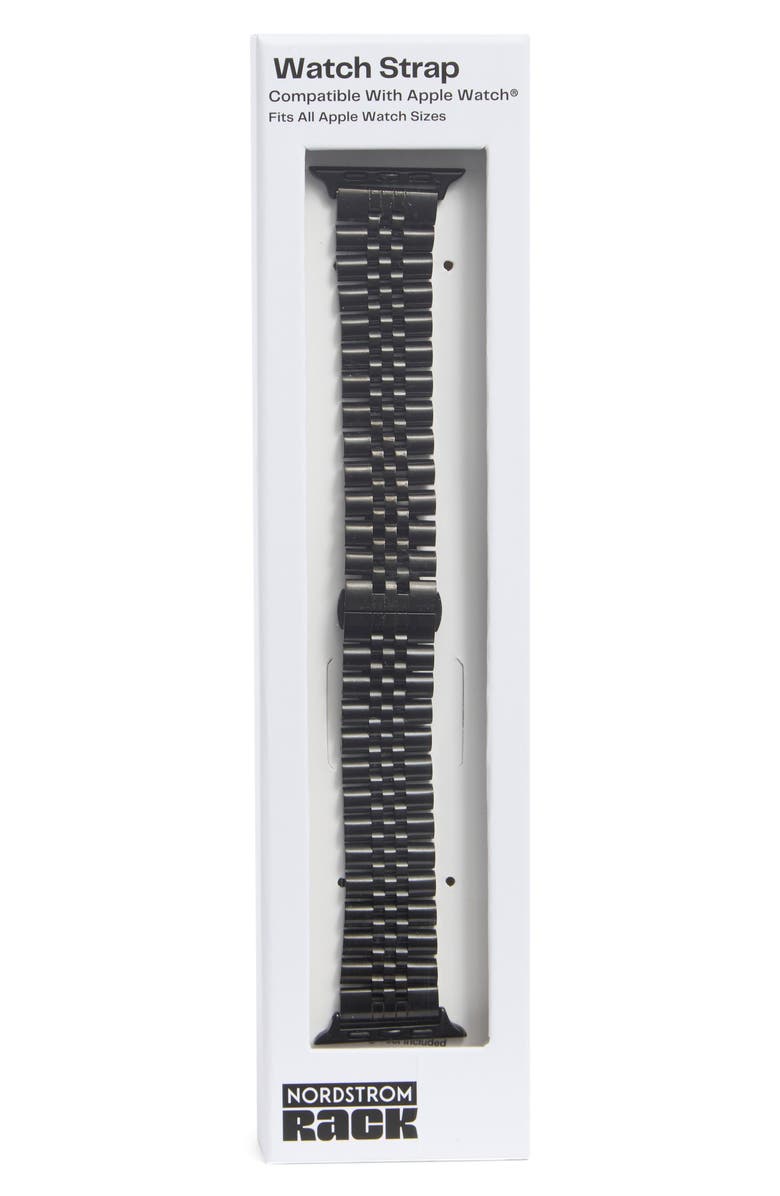 NORDSTROM RACK Stainless Steel Bracelet Apple Watch<sup>®</sup> Watchband, Main, color, Black- Stainless