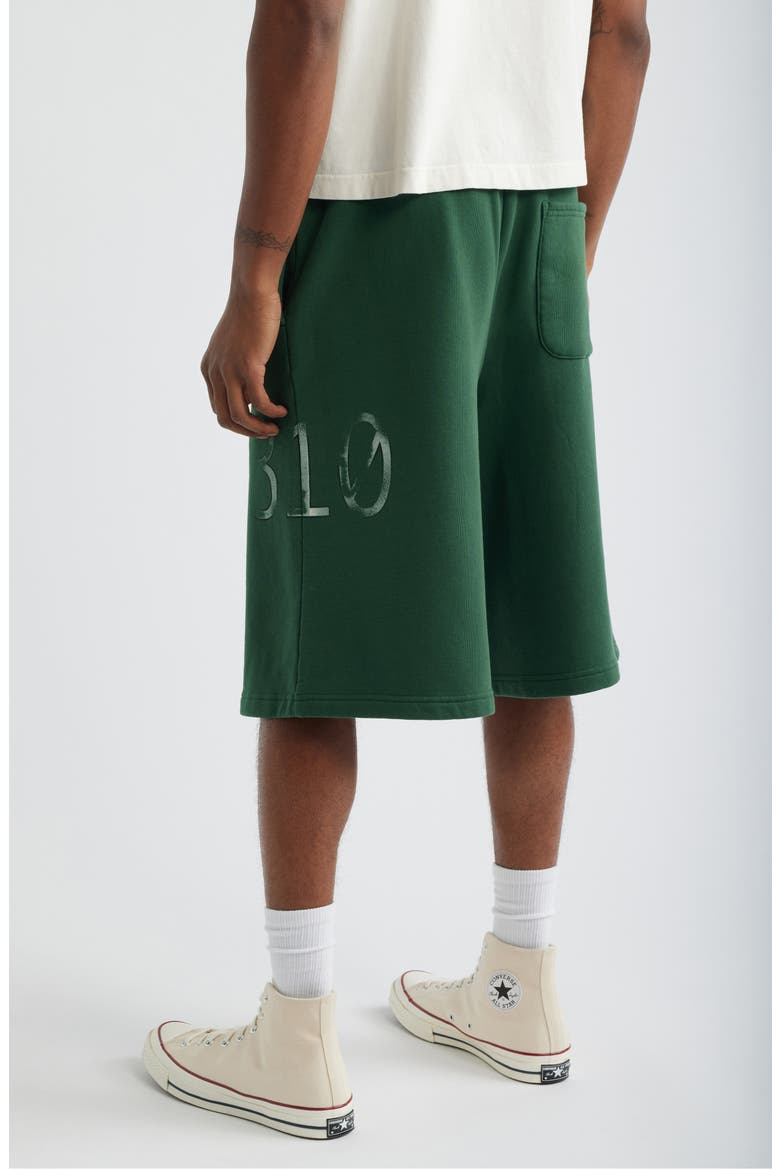 Elwood Pleated Baggy Organic Cotton Graphic Sweat Shorts (Men