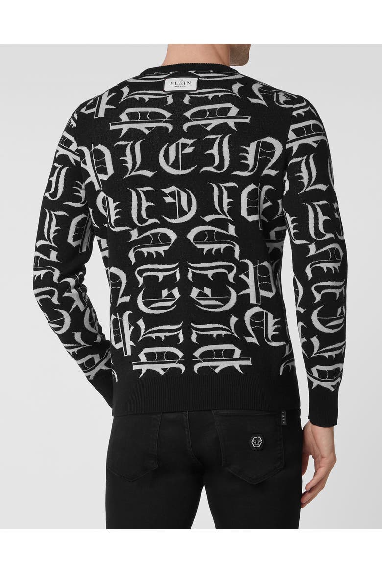 Pullover Round Neck Gothic Plein Men, Alternate, color, black
