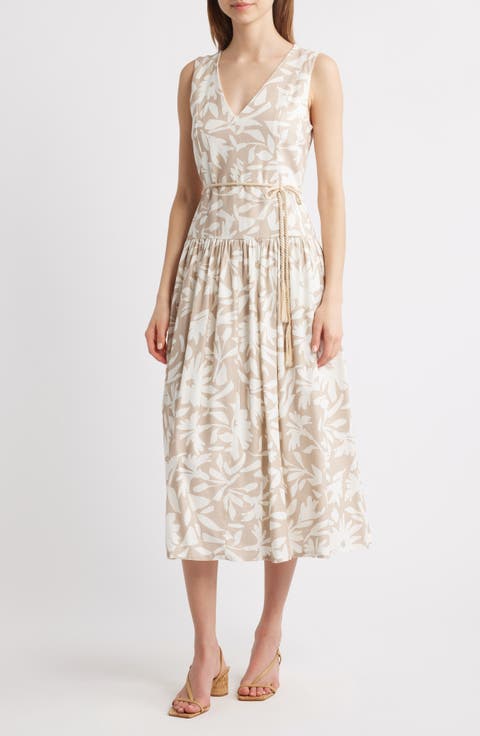 Print Drop Waist Sleeveless Maxi Dress