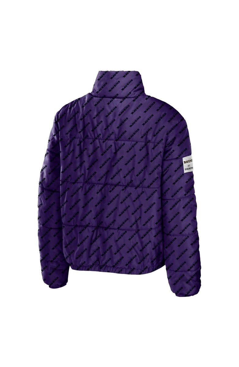 WEAR by Erin Andrews Women's WEAR by Erin Andrews Purple Baltimore Ravens Puffer Full-Zip Cropped Jacket, Alternate, color, 