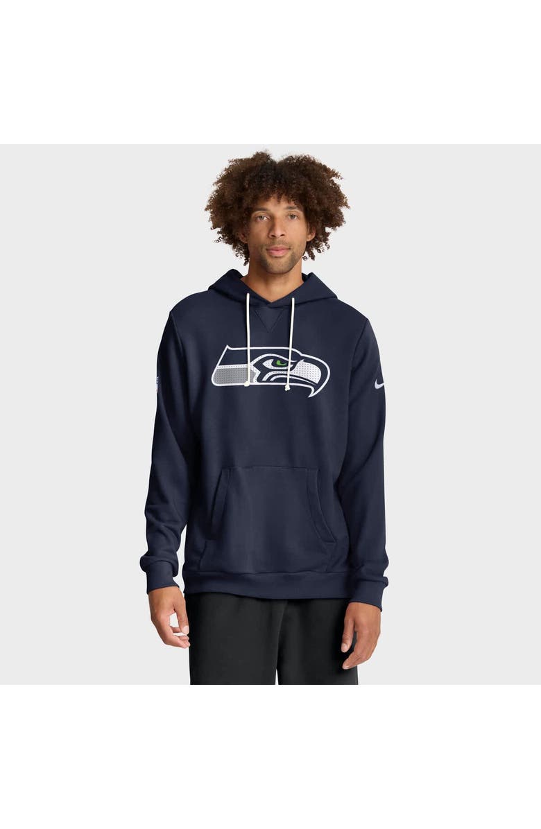 Nike Men's Nike College Navy Seattle Seahawks Sideline Standard Issue Initial Home Dri-FIT Hoodie, Main, color, College Navy