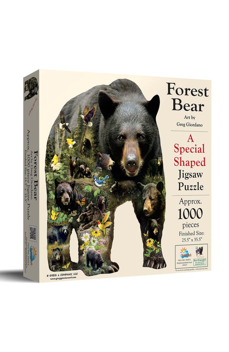 Sunsout Forest Bear 1000 piece Jigsaw Puzzle for Adults Special Shape, Main, color, Multicolor