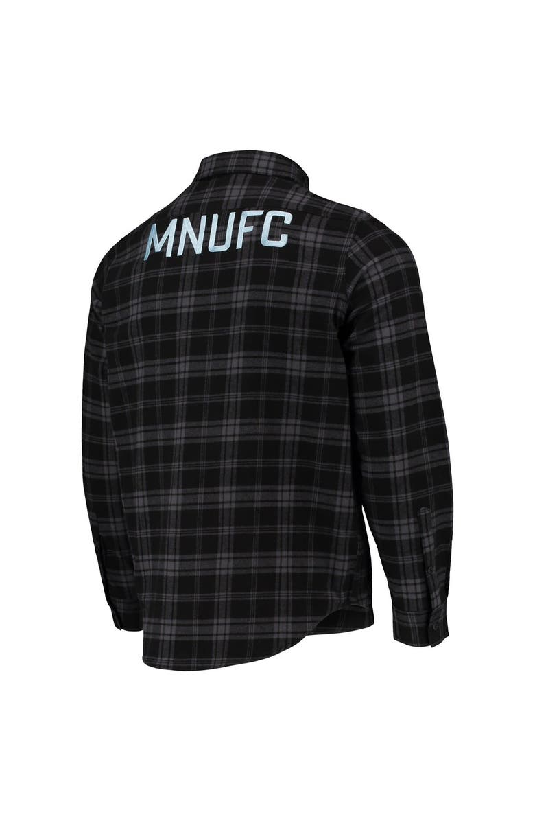 THE WILD COLLECTIVE Men's The Wild Collective Black Minnesota United FC Buffalo Check Button-Up Shirt, Alternate, color,