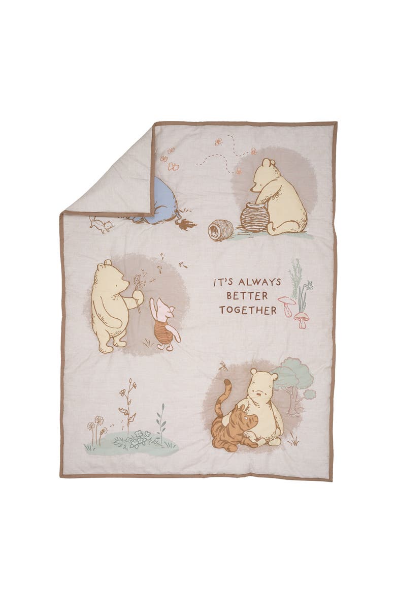 Lambs & Ivy Disney Baby Pooh Bear & Pals Cotton 3Piece Nursery Crib Bedding Set, Alternate, color, Cream