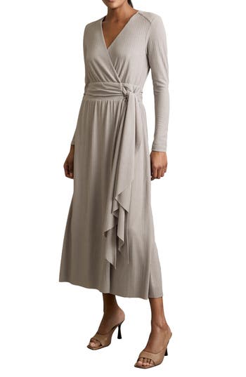 Reiss Madeline Maxi Wrap Dress In Gray