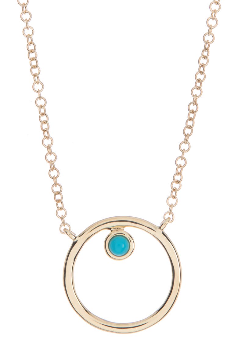 14K Yellow Gold Turquoise Geometric Pendant Necklace, Main, color, YELLOW GOLD/TURQ