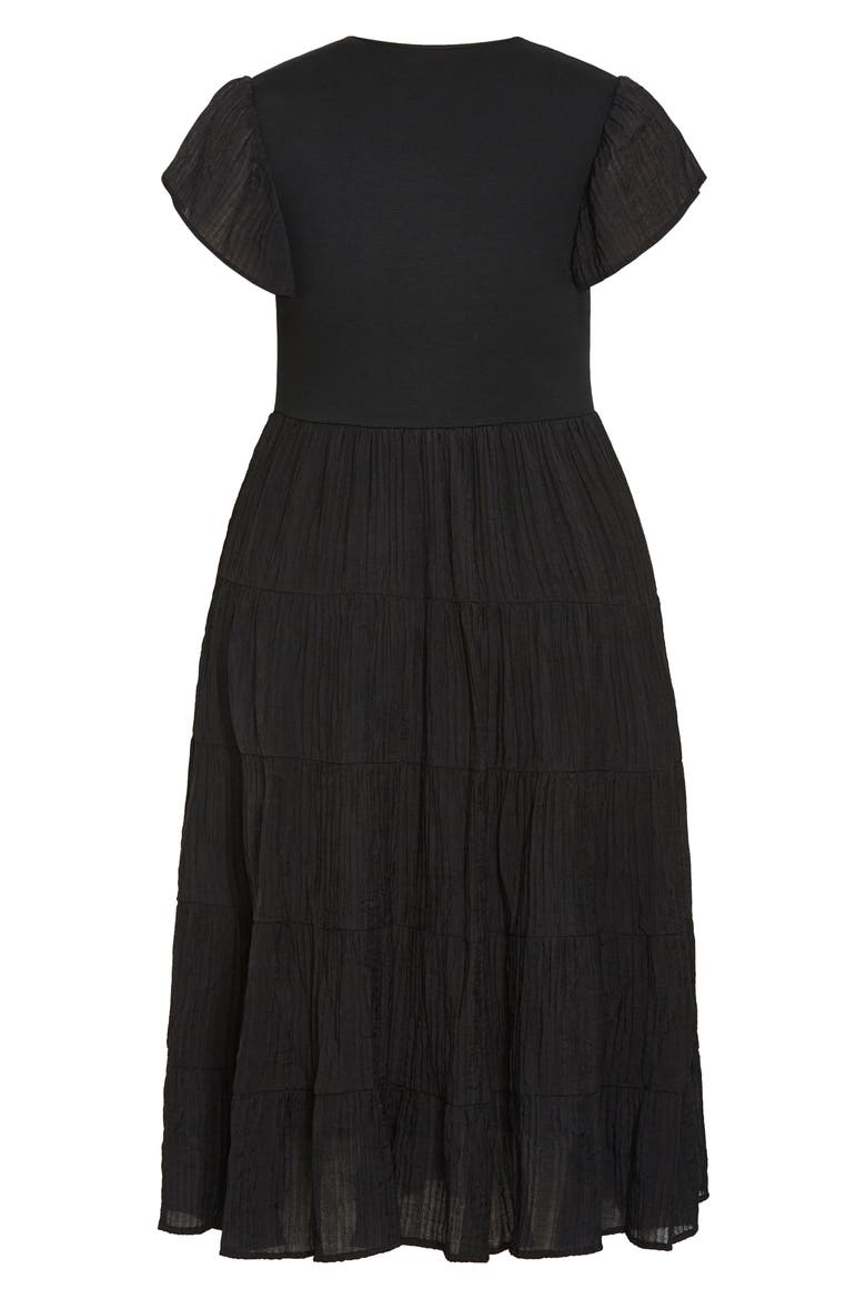 Marli Mixed Media Midi Dress, Alternate, color, BLACK