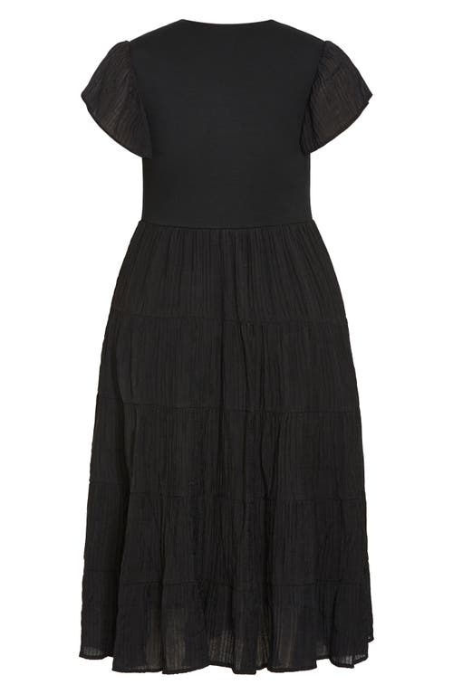 City Chic Marli Mixed Media Midi Dress In Black