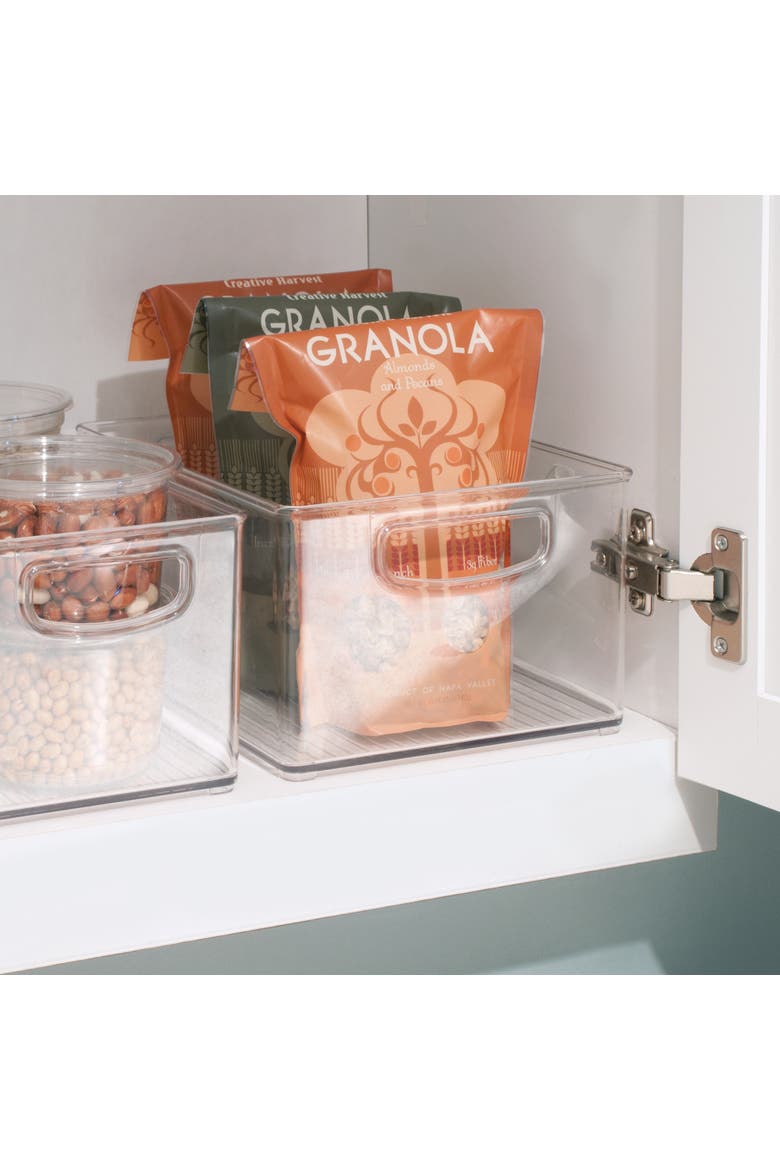 iDesign Stackable Storage Bin with Handles, Set of 4, Clear, Alternate, color, Clear