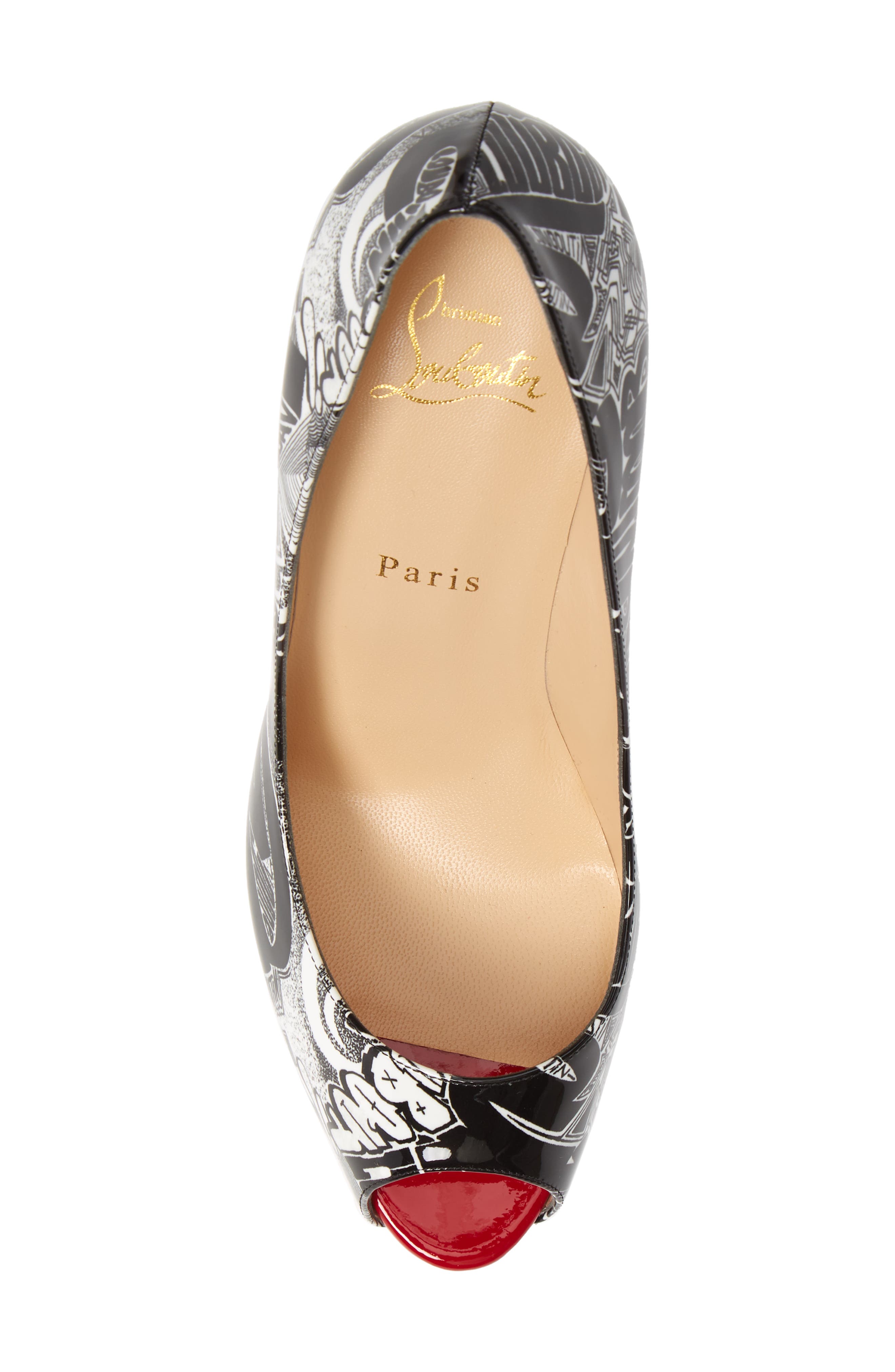 Christian Louboutin Fetish Graffiti Peep Toe Platform Pump, Alternate, color, 