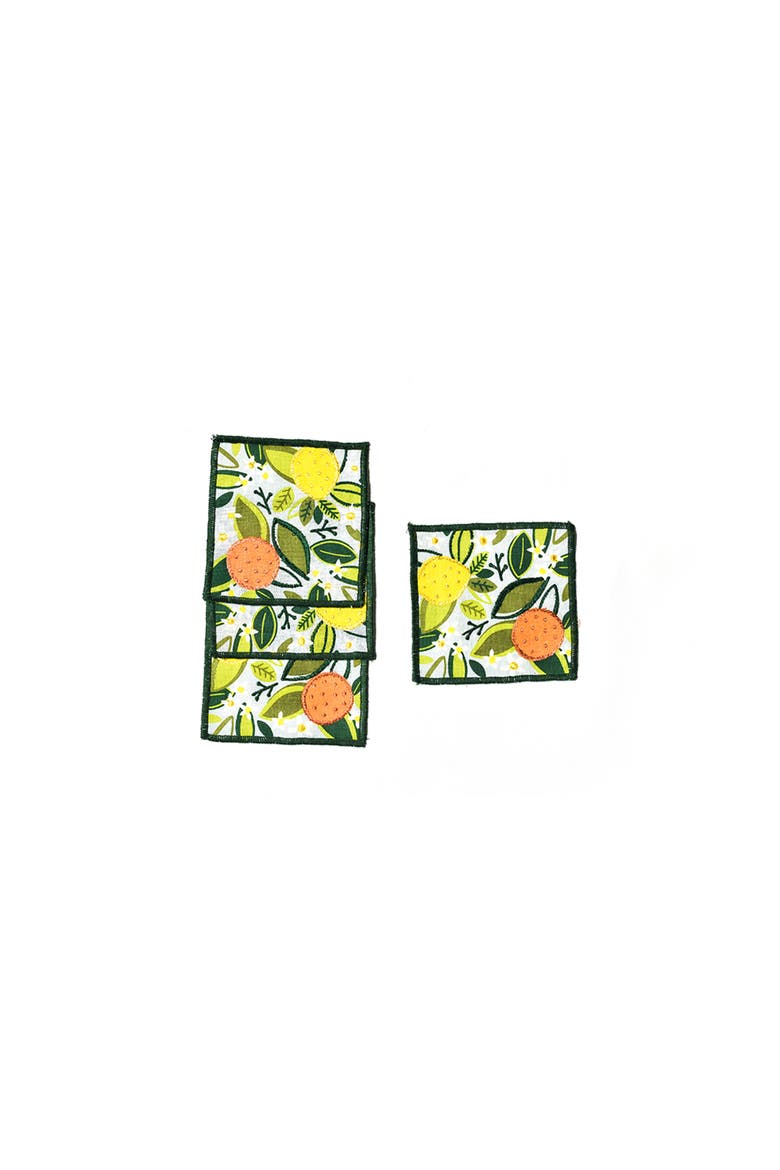 Blue Citrus Print Cocktail Napkins Set of 4, Main, color, Miscellaneous