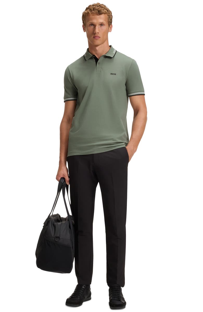 BOSS Paul Tipped Stretch Cotton Polo, Alternate, color, Open Green