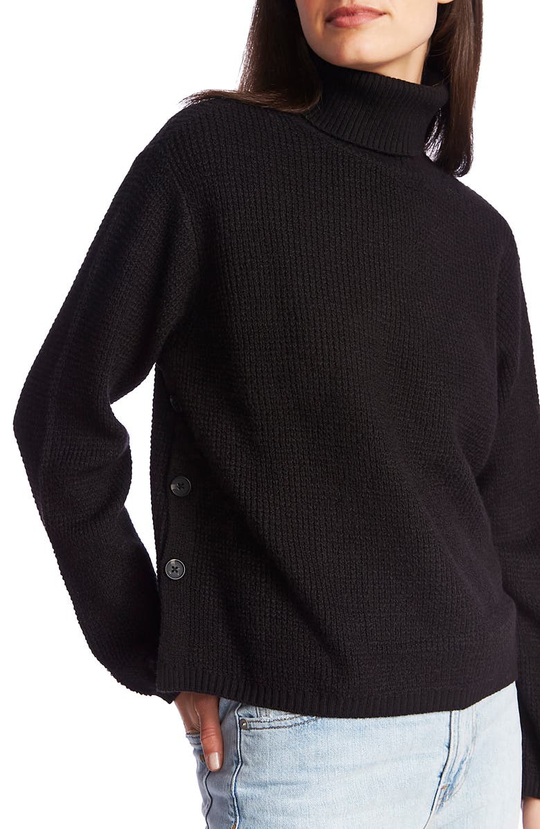 1.STATE Side Button Waffle Weave Turtleneck Sweater, Main, color, 