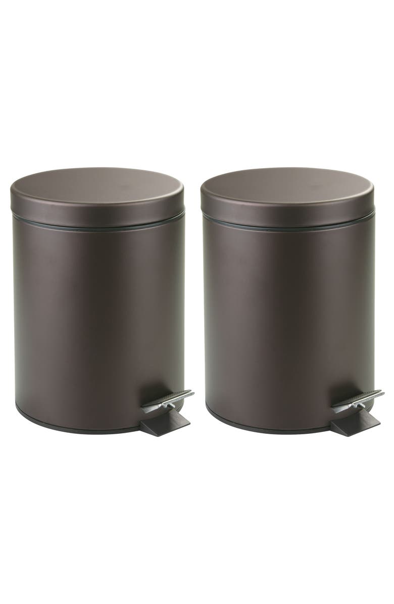 iDesign Round 1.3 Gallon Steel Step Trash Can - Set of 2 - Bronze, Main, color, 