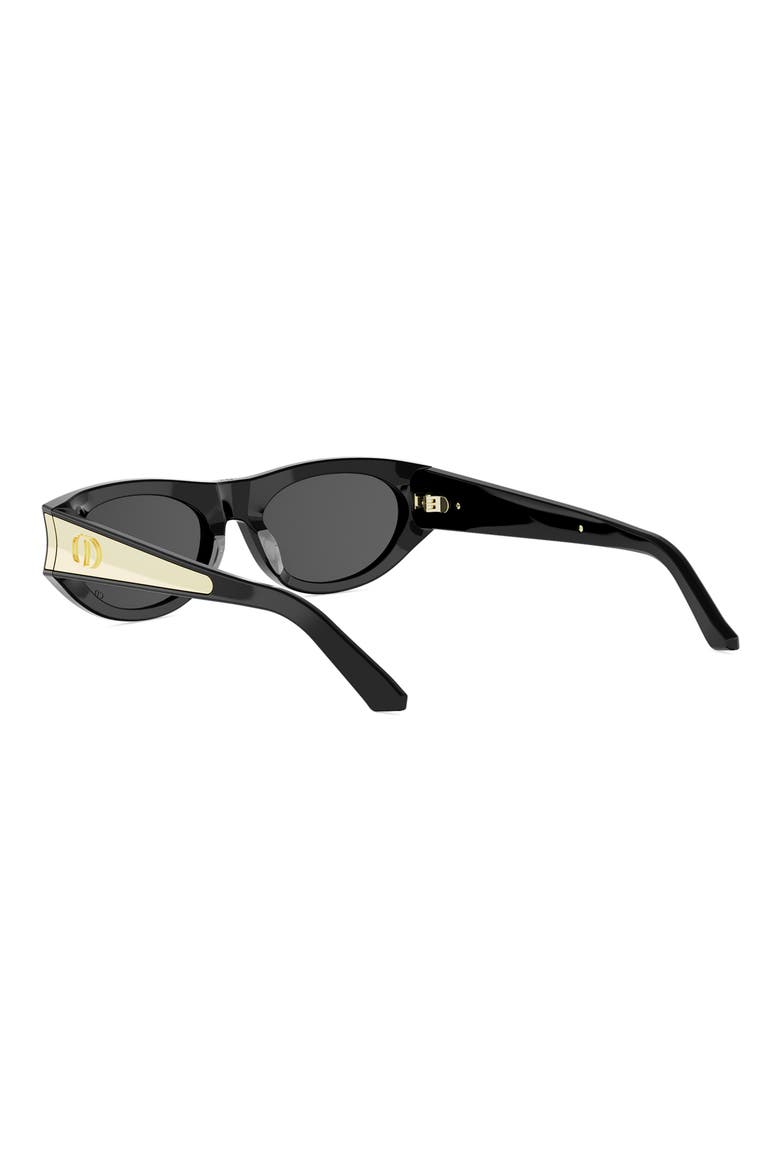 'DiorGlow B2I 53mm Oval Sunglasses, Alternate, color, SHINY BLACK / SMOKE