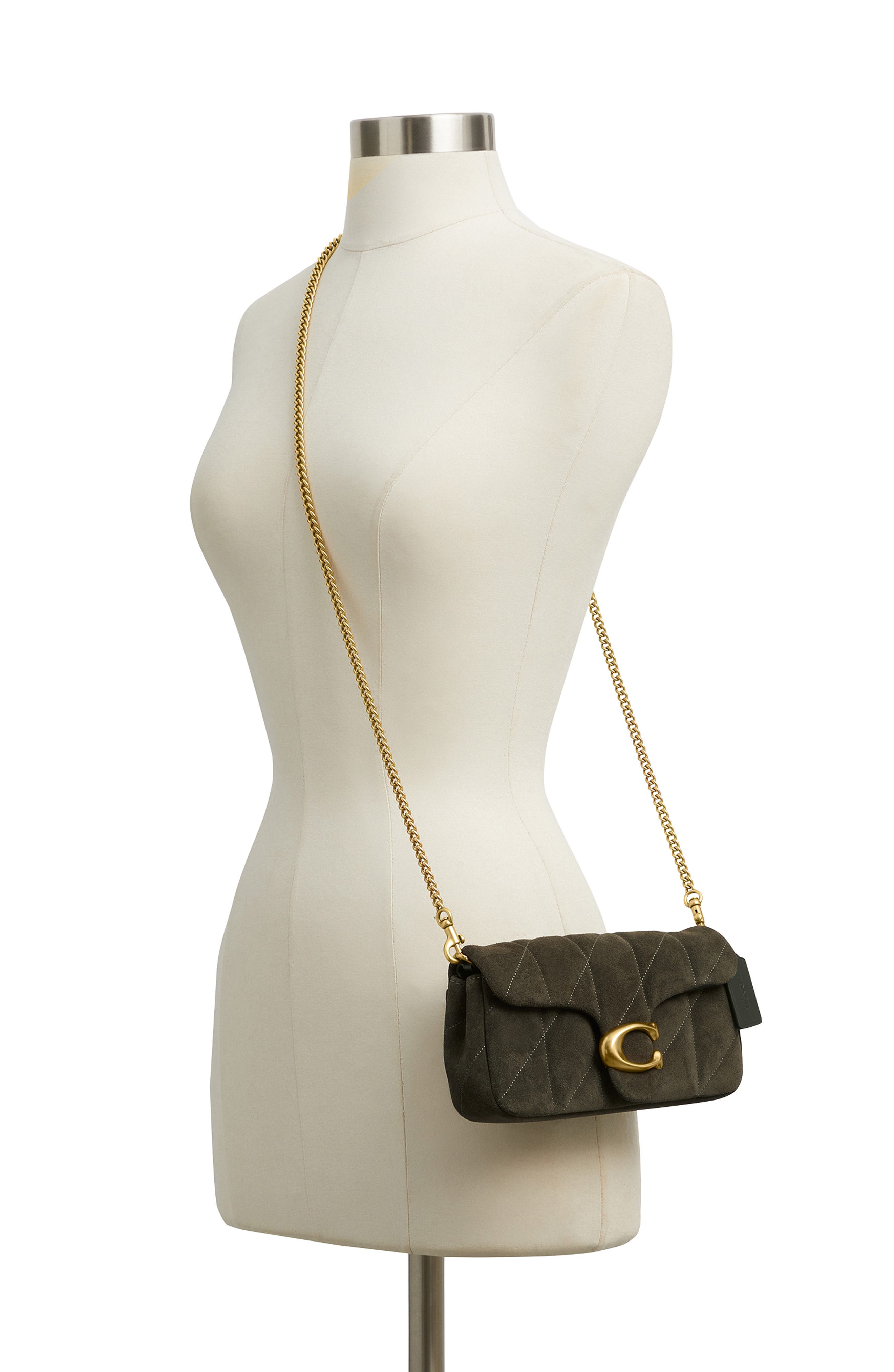COACH Tabby 19 Quilted Suede Crossbody Bag, Alternate, color, Olive
