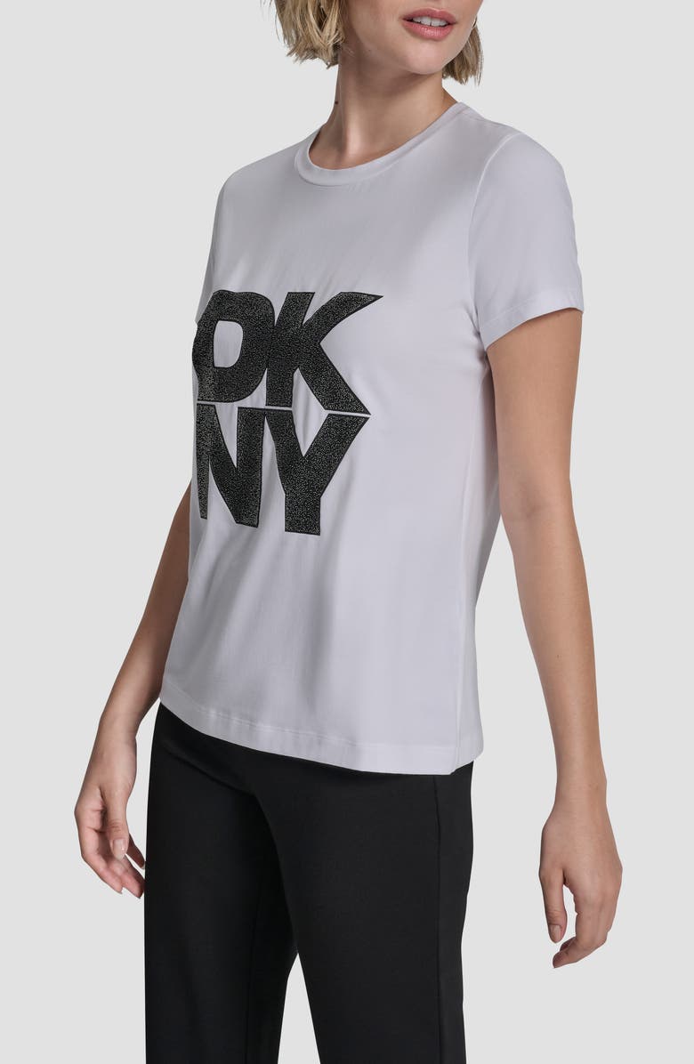 DKNY Pumiced Stack Logo Cotton Blend Graphic T-Shirt, Alternate, color, White