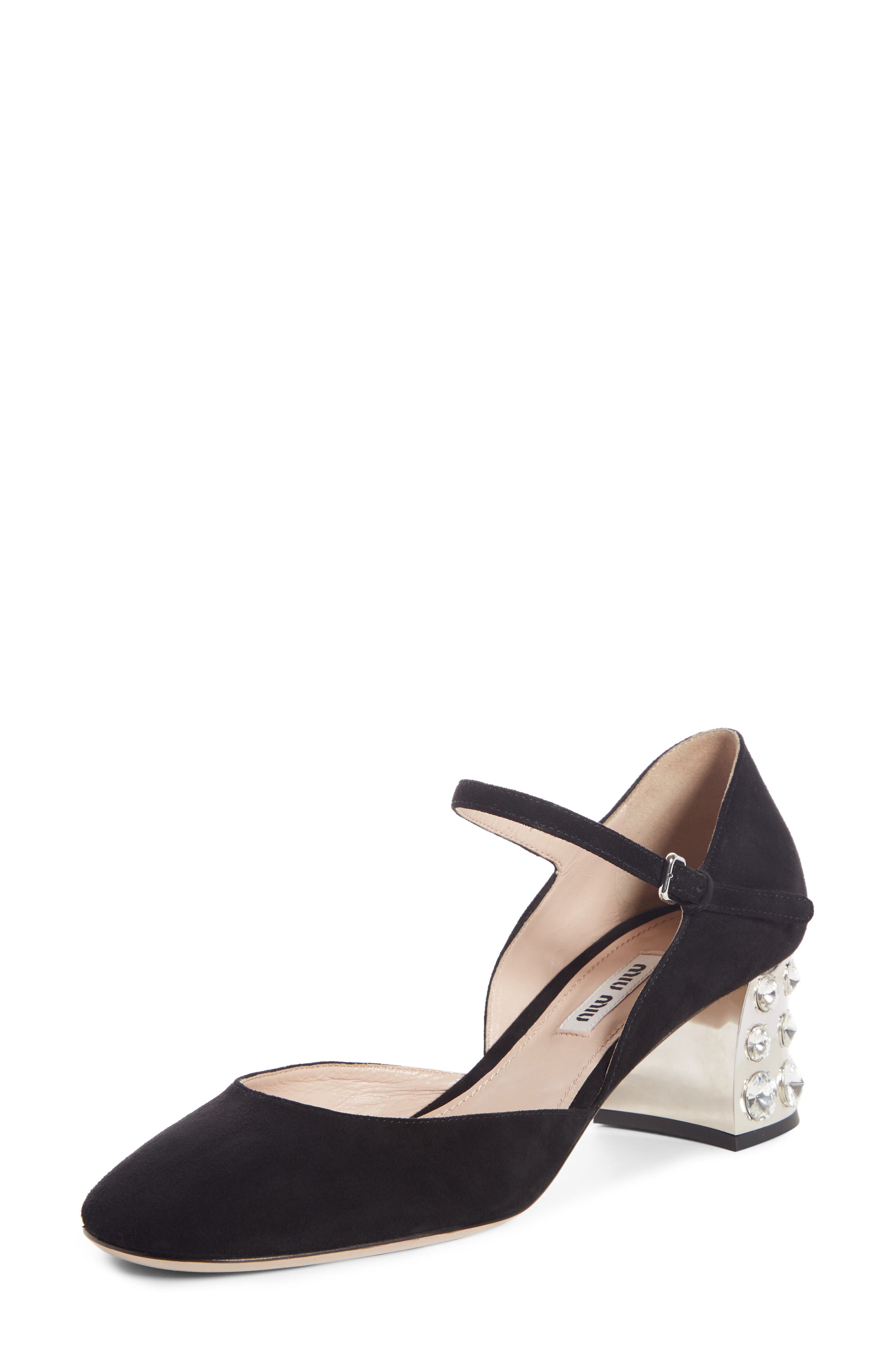 Miu Miu Embellished Block Heel Mary Jane Pump, Main, color, 