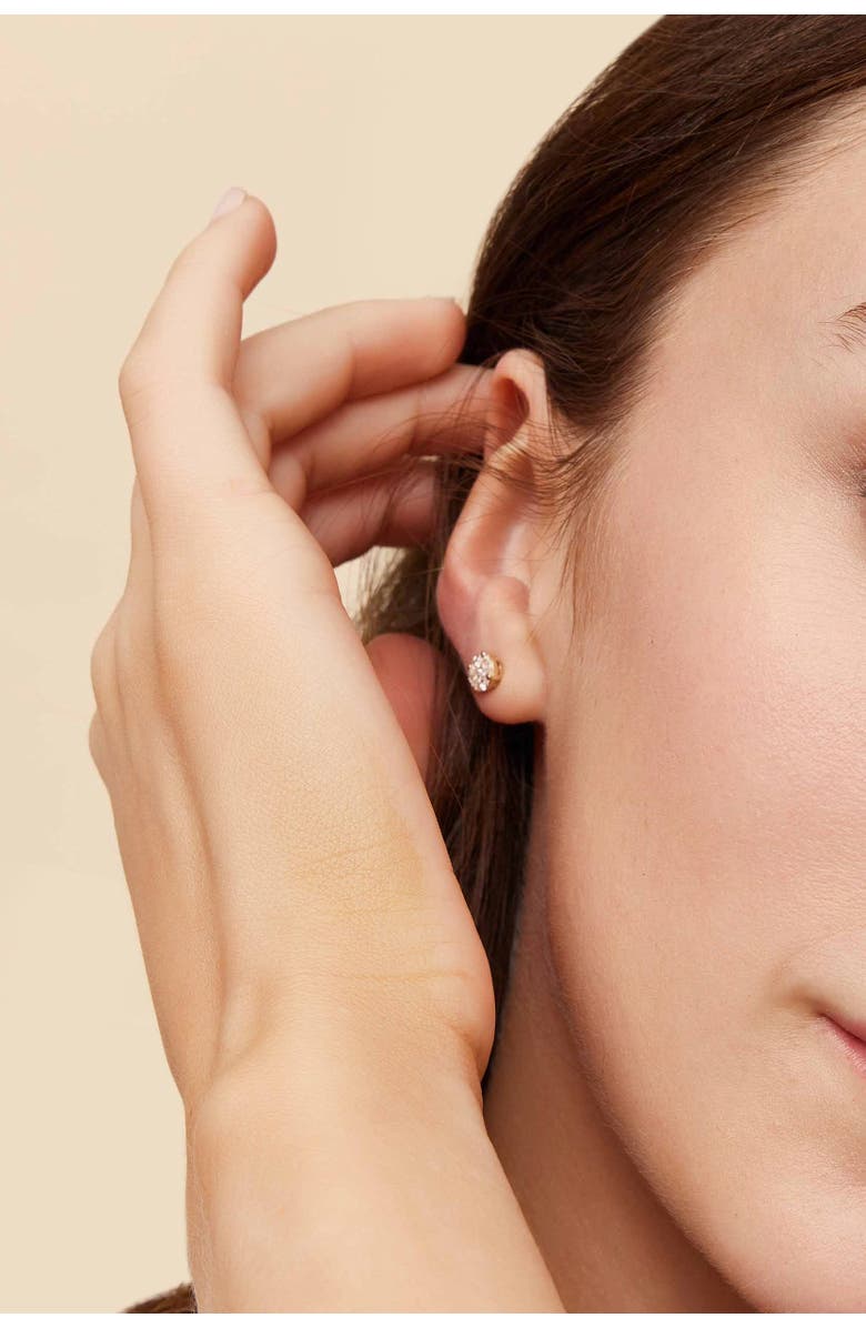 Oradina 14K Gold Illusion Small Diamond Studs, Alternate, color, White Gold - Diamonds