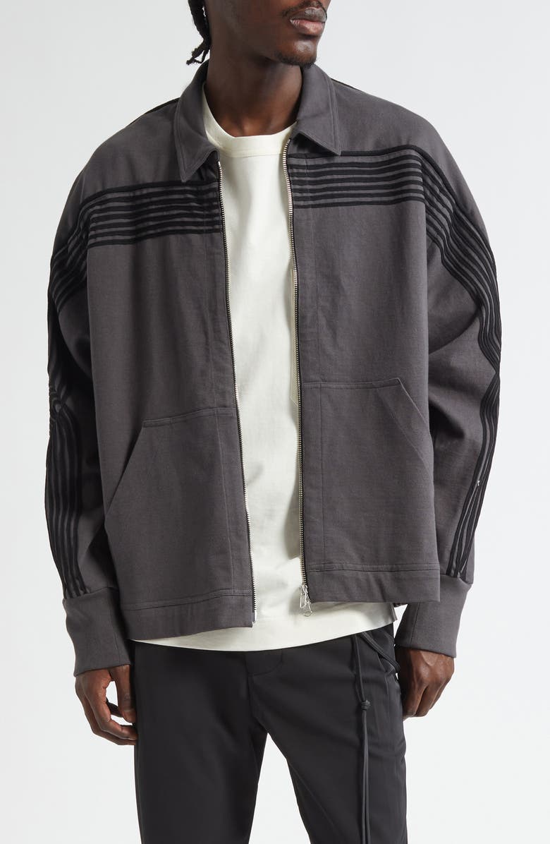 SONG FOR THE MUTE Appliqué Track Jacket, Main, color, Washed Black