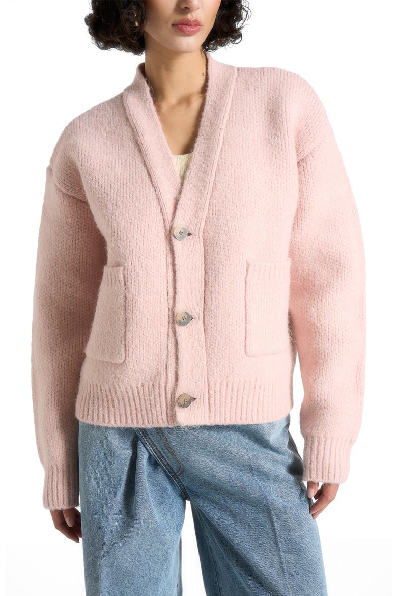 Charlie Unisex Knitted Cardigan, Alternate, color, Pale Pink
