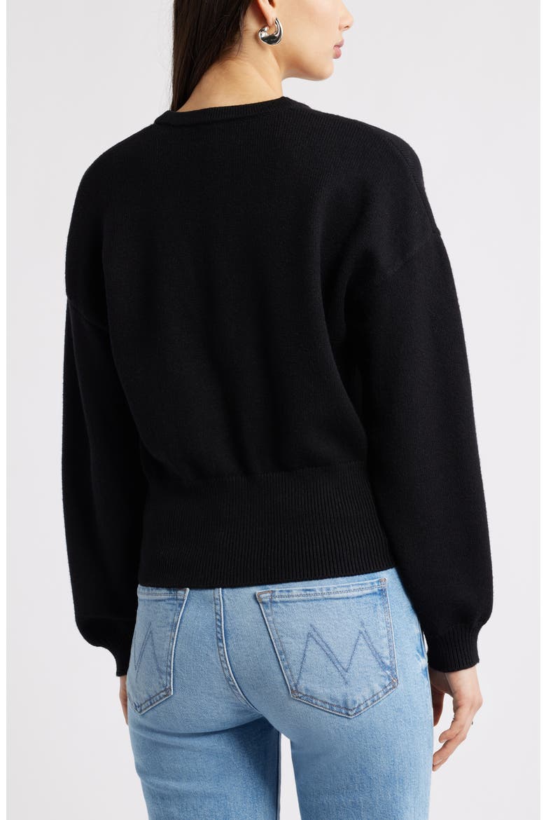 Rib Waist Cardigan, Alternate, color, BLACK