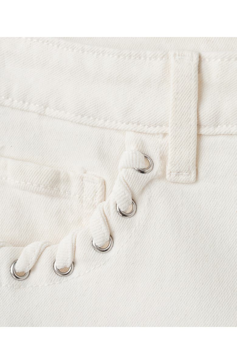 MANGO TEEN Whipstitch Trim Denim Mini Shorts, Alternate, color, Off White