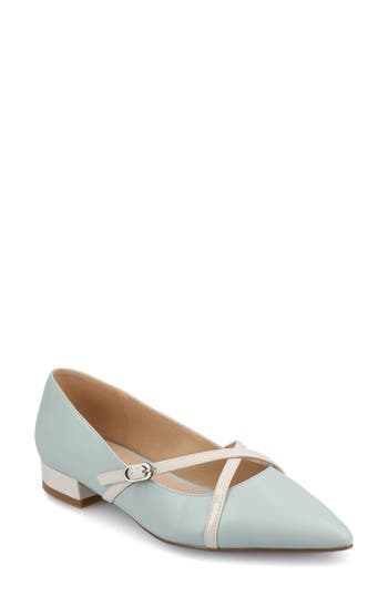 Journee Collection Women's Camby Crisscross Strap Pointed Toe Flats In Blue