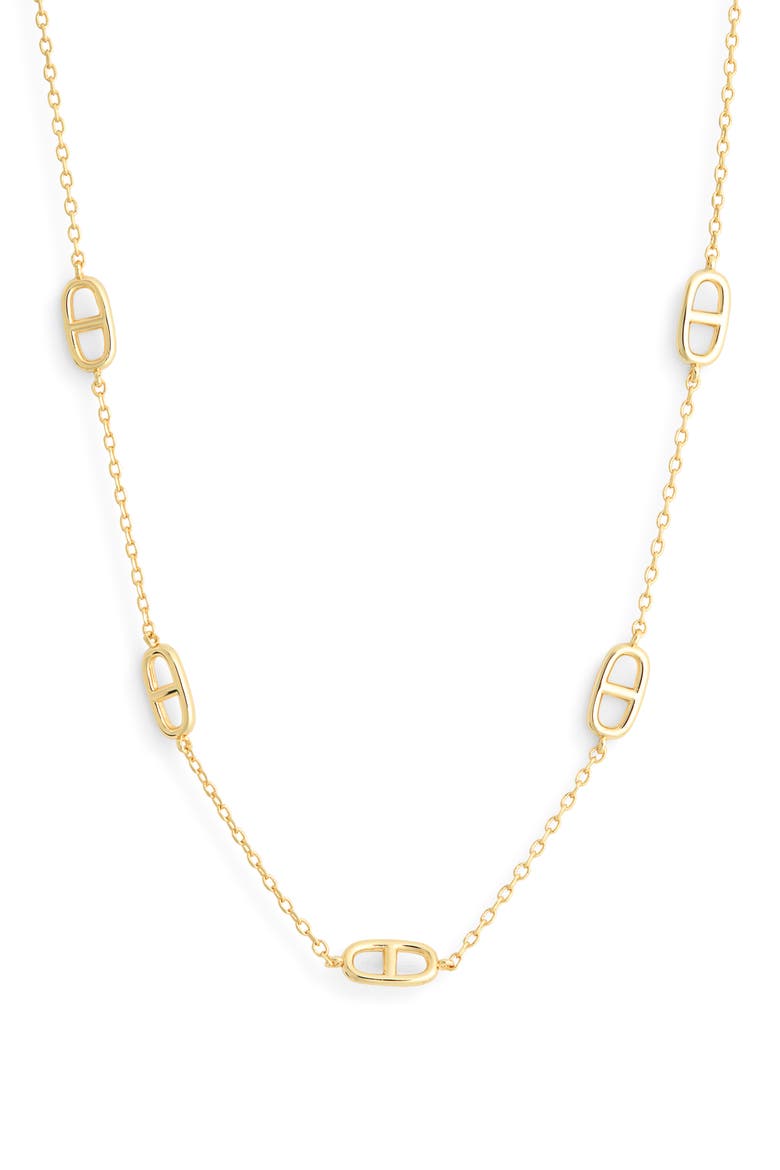 Mariner Link Station Chain Necklace, Main, color, GOLD
