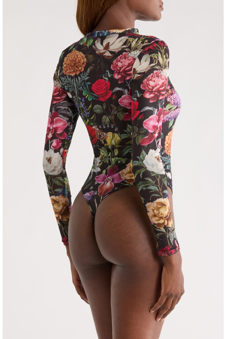 Floral Print Mesh Long Sleeve Teddy, Alternate, color, GARDEN OF EDEN