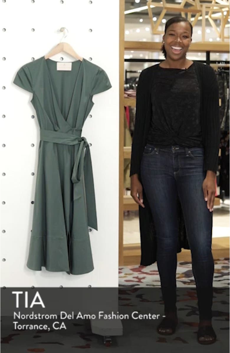 Addison Cotton Tie Waist Fit & Flare Wrap Dress, sales video thumbnail