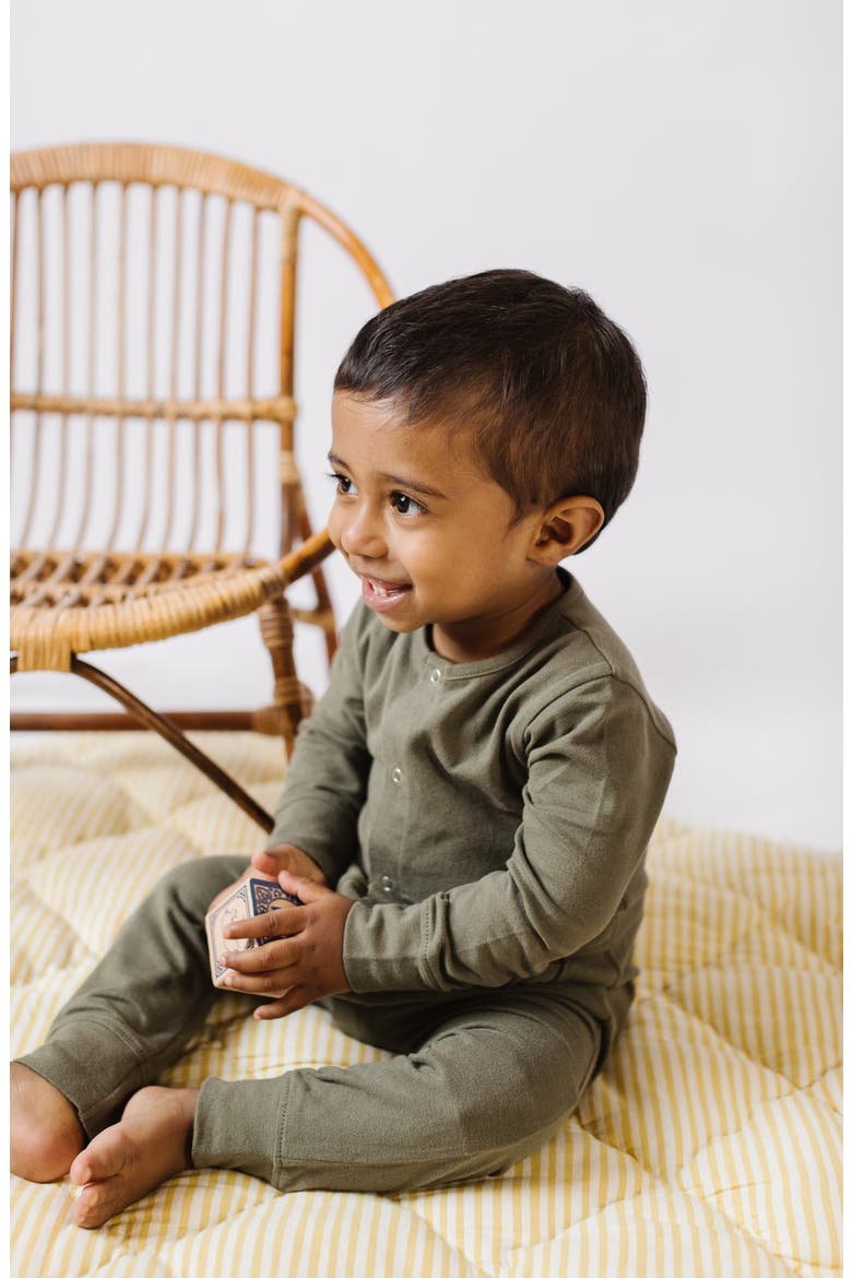 Essentials Long Sleeve Organic Cotton Romper, Alternate, color, OLIVE