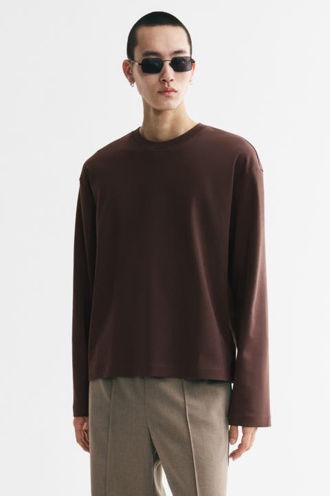 Relaxed-fit Long-sleeved Interlock Cotton T-shirt