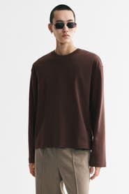 H&M Relaxed-fit Long-sleeved Interlock Cotton T-shirt