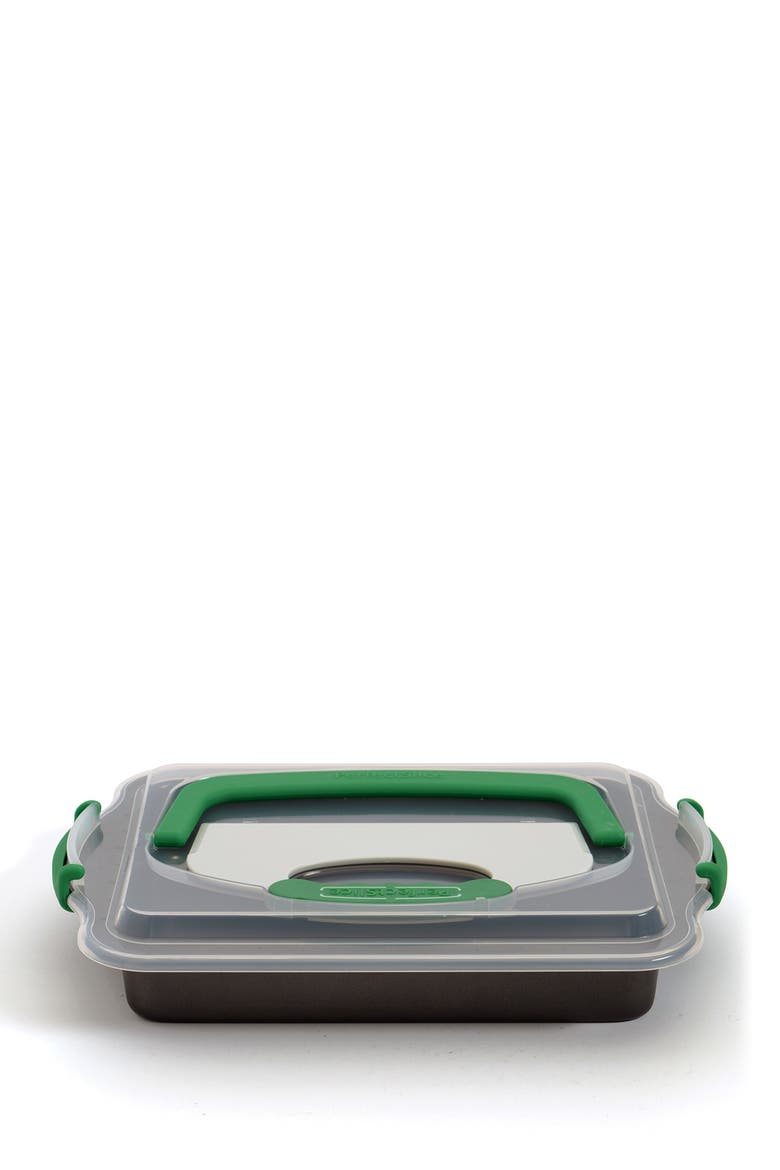 Perfect Slice Covered 9x13 Cake Pan & Cutting Tool - 3-Piece Set, Alternate, color, GREY