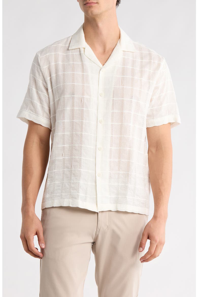 Textured Relaxed Fit Camp Shirt, Main, color, OFF WHITE