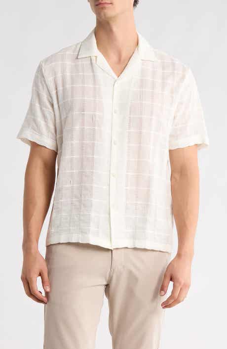 DENIM AND FLOWER Textured Relaxed Fit Camp Shirt