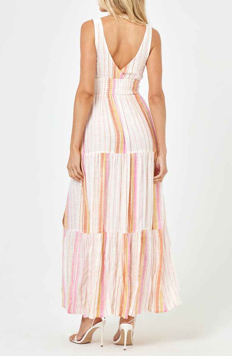 LSPACE Lilikoi Smocked Waist Cover-Up Dress, Alternate, color, Vaca Stripe