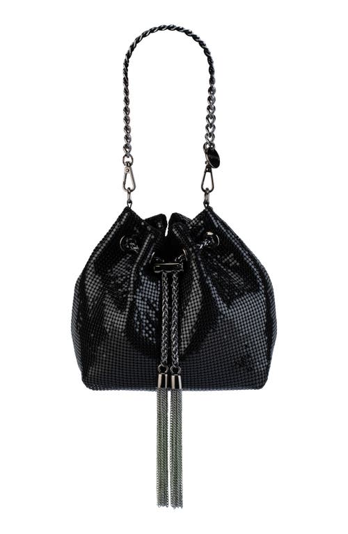 Olga Berg Sylvia Mesh Drawstring Top Handle Bag in Black at Nordstrom